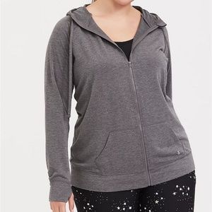 TORRID GREY TERRY ACTIVE ZIP HOODIE NEW 2X
